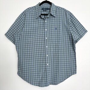 Ralph Lauren Shirt Men’s XXL Blue Plaid Button Down Classic Fit Cotton‎ Preppy